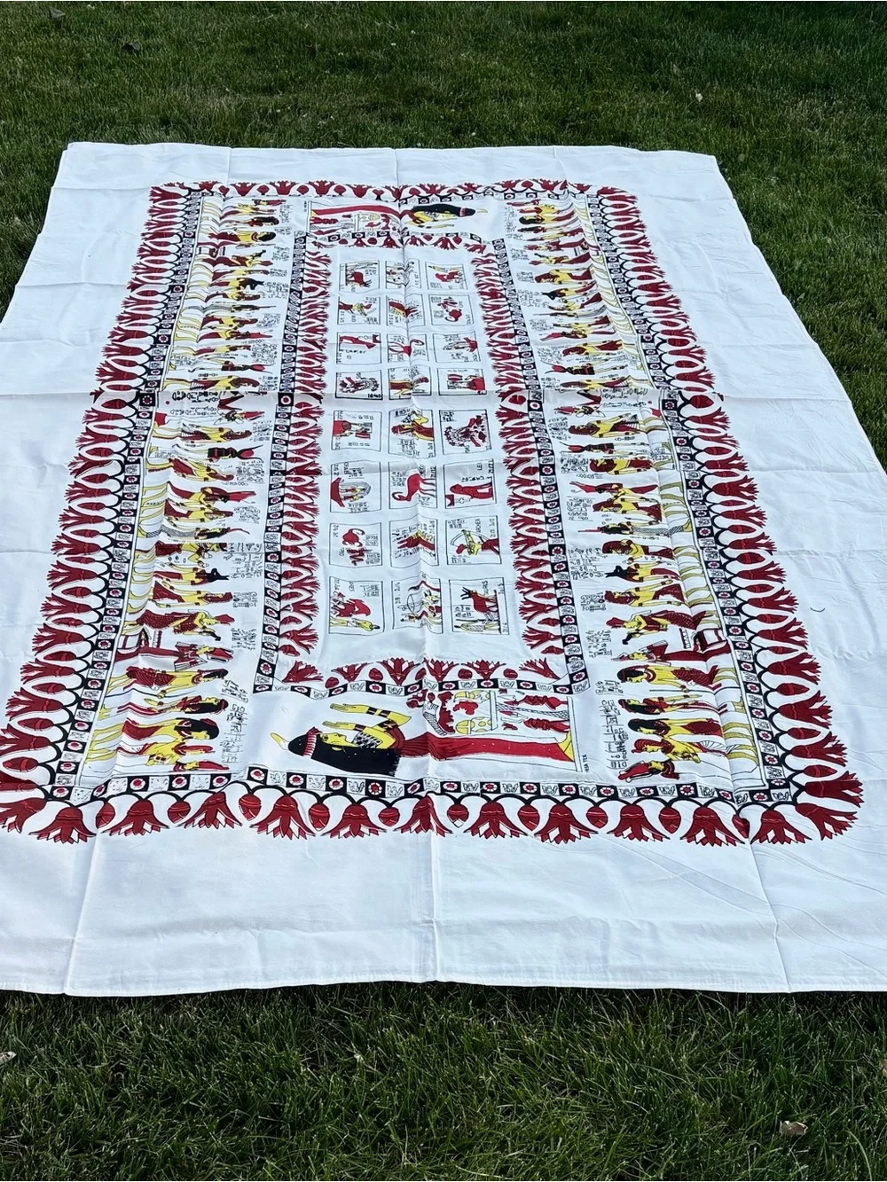 Egyptian Motif Cotton Dinner Napkins and Tablecloth